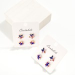Wholesale set Two Americana Star Flag Stud Earring L