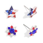 Wholesale set Two Americana Star Flag Stud Earring L