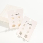 Wholesale set Three Metal Earrings Rhinestone Pearls L