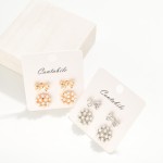 Wholesale set Two Stud Earrings Pearl Clusters Metal Bows L