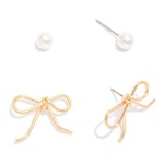 Wholesale set Two Earring Bow Peal L