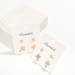 Wholesale set Two Metal Earrings Pearl Studded Cross Earring L