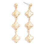 Wholesale textured Metal Linked Clover Drop Earring