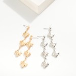 Wholesale textured Metal Linked Clover Drop Earring