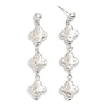 Wholesale textured Metal Linked Clover Drop Earring