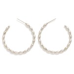 Wholesale oval Beaded Wire Hoop Earring Metal Tones L