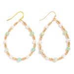 Wholesale stone Pearl Beaded Teardrop Drop Earrings L