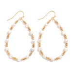Wholesale stone Pearl Beaded Teardrop Drop Earrings L