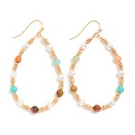 Wholesale stone Pearl Beaded Teardrop Drop Earrings L