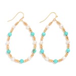 Wholesale stone Pearl Beaded Teardrop Drop Earrings L