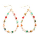 Wholesale beaded Teardrop Drop Earrings Metal Tones Pearls Stone Disc Beads L