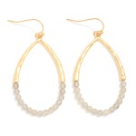 Wholesale hammered Metal Stone Beaded Teardrop Drop Earrings L