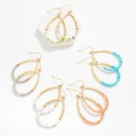 Wholesale hammered Metal Stone Beaded Teardrop Drop Earrings L