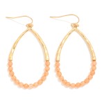 Wholesale hammered Metal Stone Beaded Teardrop Drop Earrings L