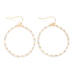 Wholesale mini Stone Beaded Drop Hoop Earrings L