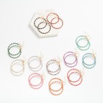 Wholesale mini Stone Beaded Drop Hoop Earrings L