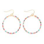 Wholesale mini Stone Beaded Drop Hoop Earrings L