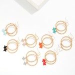 Wholesale metal Beaded Hoop Drop Earrings Enamel Plus Cross Dangle L