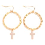 Wholesale metal Beaded Hoop Drop Earrings Enamel Cross Dangle L