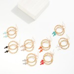 Wholesale metal Beaded Hoop Drop Earrings Enamel Cross Dangle L