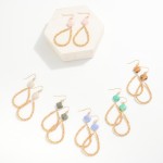 Wholesale natural Stone Clover Teardrop Drop Earrings Gold Beads L