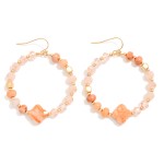 Wholesale beaded Hoop Drop Earrings Faceted Beads Stone Clover L