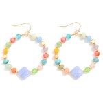 Wholesale beaded Hoop Drop Earrings Faceted Beads Stone Clover L