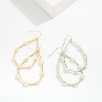 Wholesale teardrop Drop Earrings Textured Metal Tube Beads Pearl Cluster Details