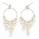 Wholesale metal Post Drop Hoop Earrings Pearl Tassel Details L