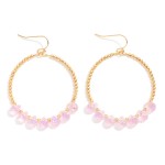 Wholesale beaded Hoop Drop Earrings Metal Tones Glass Crystal Teardrop Beads L