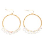Wholesale beaded Hoop Drop Earrings Metal Tones Glass Crystal Teardrop Beads L