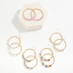 Wholesale beaded Hoop Drop Earrings Metal Tones Glass Crystal Teardrop Beads L