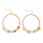 Wholesale beaded Hoop Drop Earrings Metal Tones Glass Crystal Teardrop Beads L