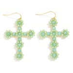 Wholesale beaded Flower Cross Drop Earrings L