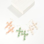 Wholesale beaded Flower Cross Drop Earrings L