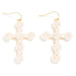 Wholesale beaded Flower Cross Drop Earrings L