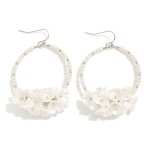Wholesale pearl Beaded Hoop Drop Earrings Pearl Flower Accents L