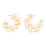 Wholesale pearl Flower Hoop Earrings D