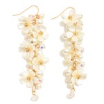 Wholesale linked Pearl Flower Drop Earrings Faceted Bead Details L