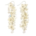 Wholesale linked Pearl Flower Drop Earrings Faceted Bead Details L