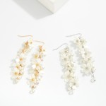 Wholesale linked Pearl Flower Drop Earrings Faceted Bead Details L