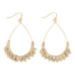 Wholesale metal Wire Teardrop Earrings Faceted Bead Details L