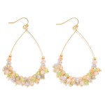 Wholesale metal Wire Teardrop Earrings Faceted Bead Details L