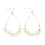 Wholesale metal Wire Teardrop Drop Earrings Pearl Details L