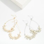 Wholesale metal Wire Teardrop Drop Earrings Pearl Details L