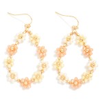 Wholesale flower Beaded Teardrop Drop Earrings L