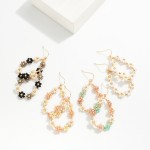 Wholesale flower Beaded Teardrop Drop Earrings L