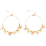 Wholesale wire Hoop Drop Earrings Beaded Flowers Detail L
