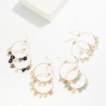 Wholesale wire Hoop Drop Earrings Beaded Flowers Detail L