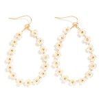 Wholesale metal Wire Teardrop Drop Earrings Pearl Flower Details L